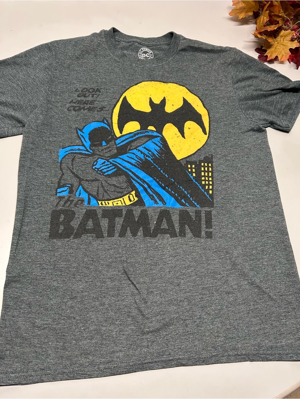 DC Comics Batman Graphic Tee - Gray, Blue & Yellow
